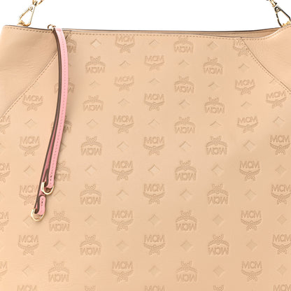 MCM Calfskin Ottomar Monogram Medium Klara Hobo New Beige 7 of 11