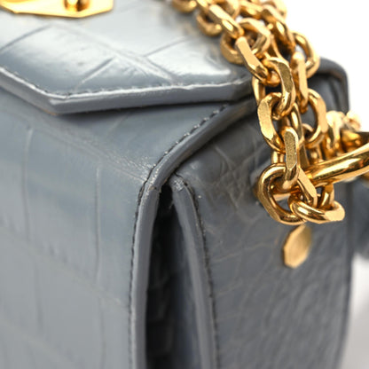 Alexander McQueen Calfskin Crocodile Embossed Box Shoulder Bag 16 Grey 16 of 20