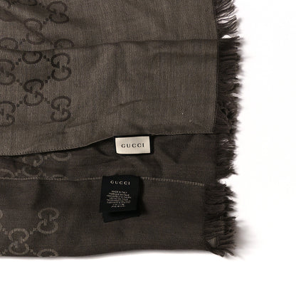 Gucci Wool Silk GG Monogram GGNat Scarf Coffee 3 of 3