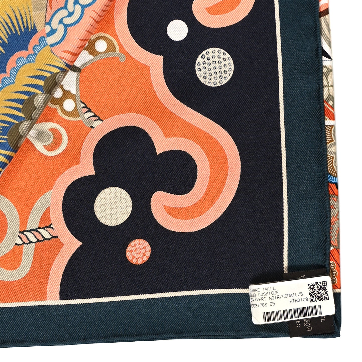 Silk Twill Duo Cosmique Scarf 90 Vert Black Corail