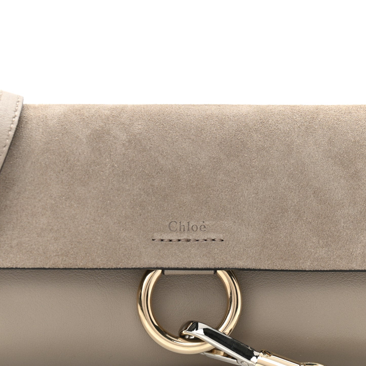 Suede Calfskin Mini Faye Shoulder Bag Motty Grey