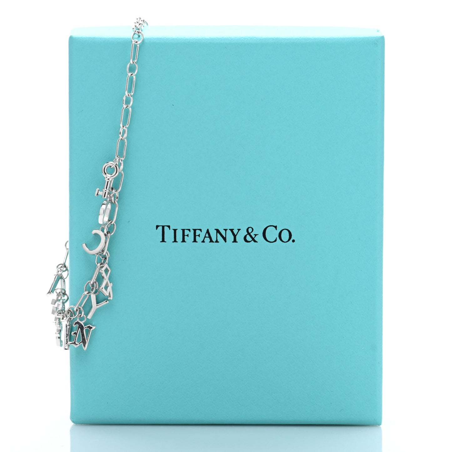 Sterling Silver Enamel Love Notes Logo Charm Bracelet Blue