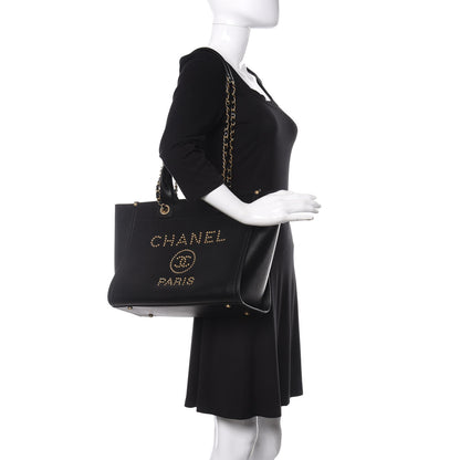 Chanel Caviar Small Studded Deauville Tote Black 2 of 12