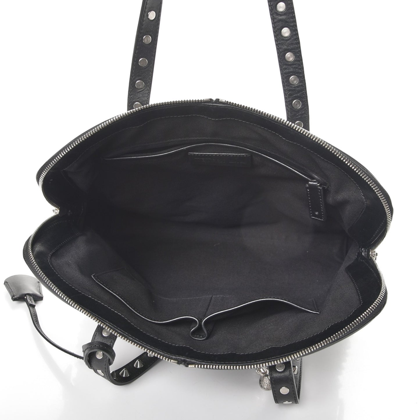 Lambskin Studded Padlock Tote Black