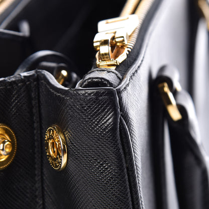 Prada Saffiano Mini Galleria Double Zip Tote Black 14 of 19