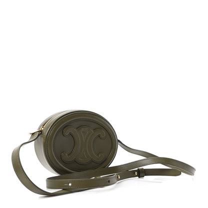 Celine Smooth Calfskin Cuir Small Triomphe Oval Crossbody Purse Dark Khaki 2 of 8