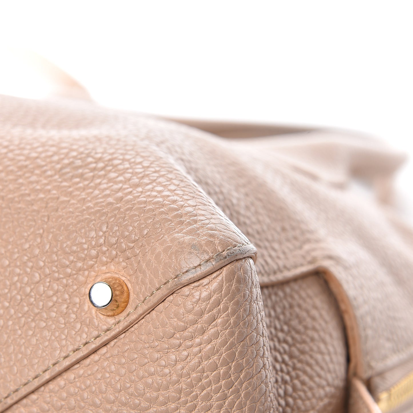 London Grainy Calfskin Small Greenwood Bowling Bag Light Nude