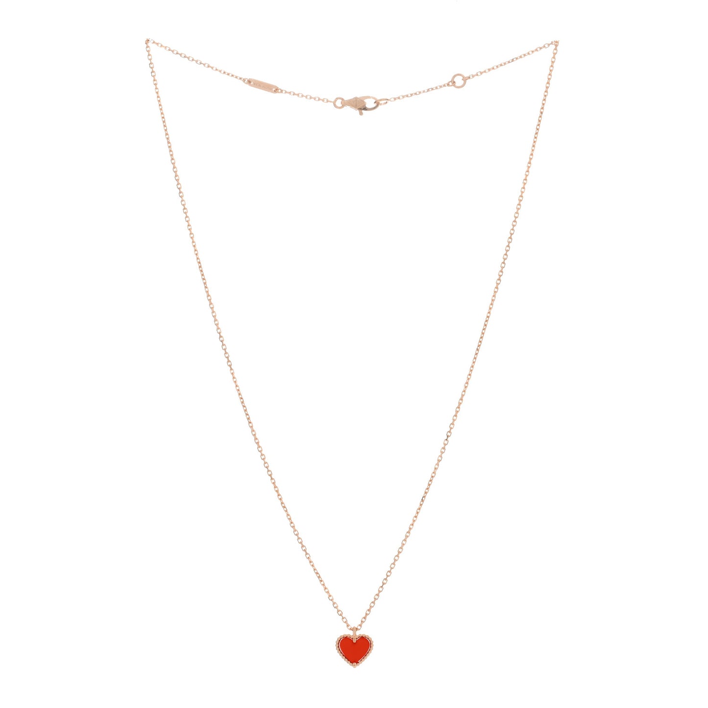 18K Rose Gold Carnelian Sweet Alhambra Heart Pendant Necklace