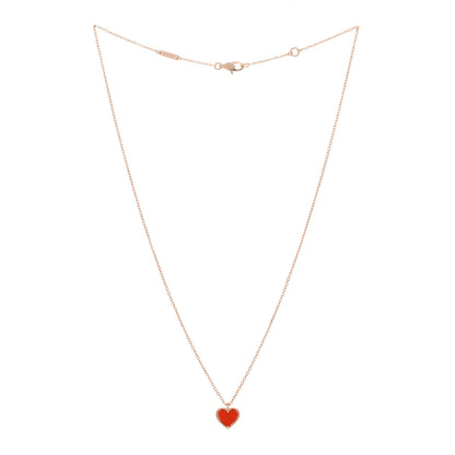 Van Cleef & Arpels 18K Rose Gold Carnelian Sweet Alhambra Heart Pendant Necklace 2 of 4