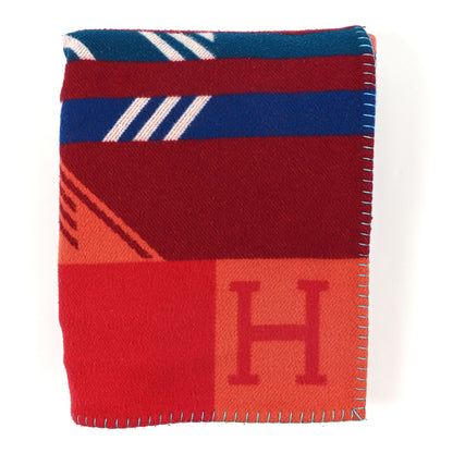 Hermes Wool Cashmere Plaid Avalon Jump'H Blanket Carmin Grenat 1 of 3