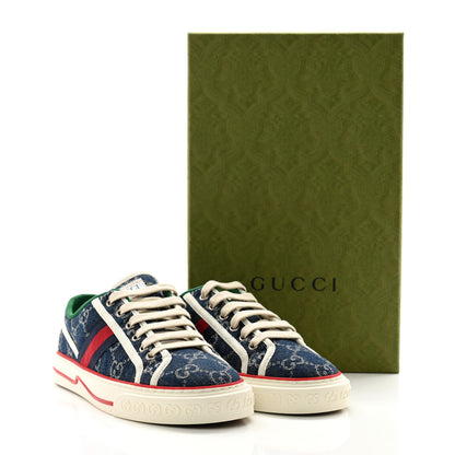 Gucci New Denim GG Monogram Web Womens 1977 Tennis Sneakers 38.5 Blue Tea Mystic White 9 of 9
