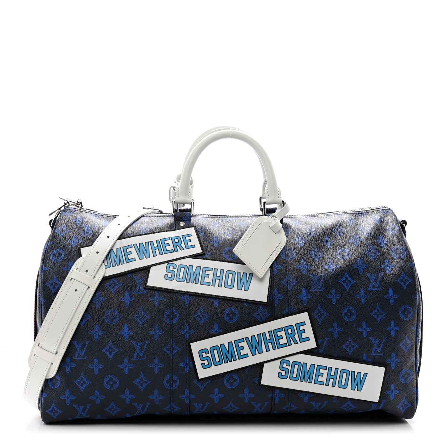 Vintage Monogram Somewhere Somehow Everyday LV Keepall Bandouliere 50 Blue