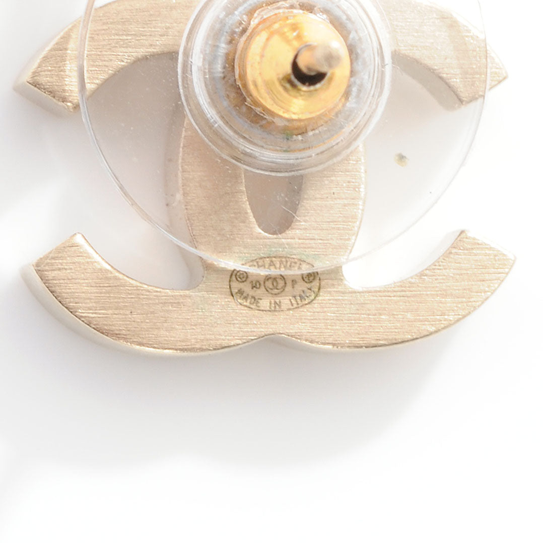 Crystal Baguette CC Earrings Light Gold