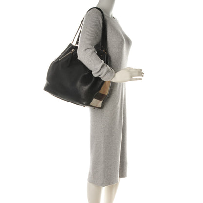 Burberry Grainy Calfskin House Check Medium Maidstone Black 2 of 9