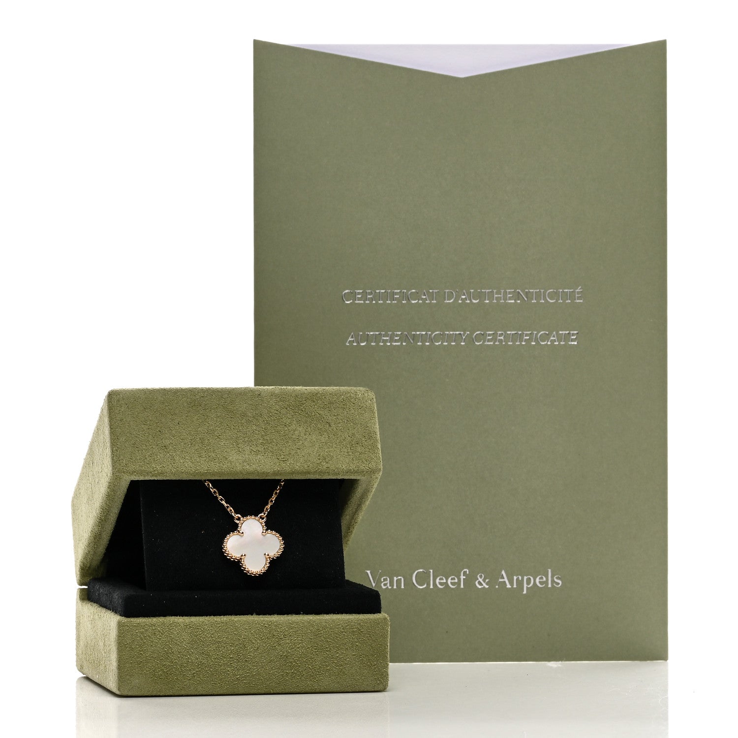 Van Cleef & Arpels 18K Yellow Gold Mother of Pearl Vintage Alhambra Pendant Necklace 7 of 7