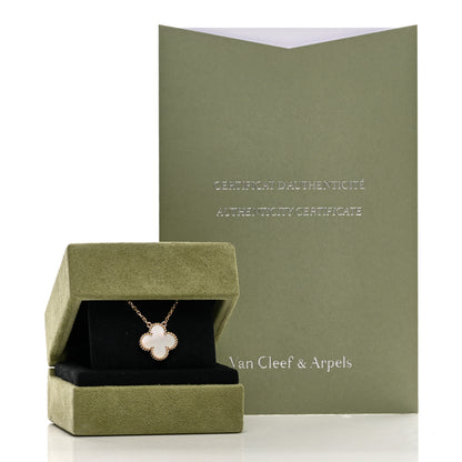 Van Cleef & Arpels 18K Yellow Gold Mother of Pearl Vintage Alhambra Pendant Necklace 7 of 7