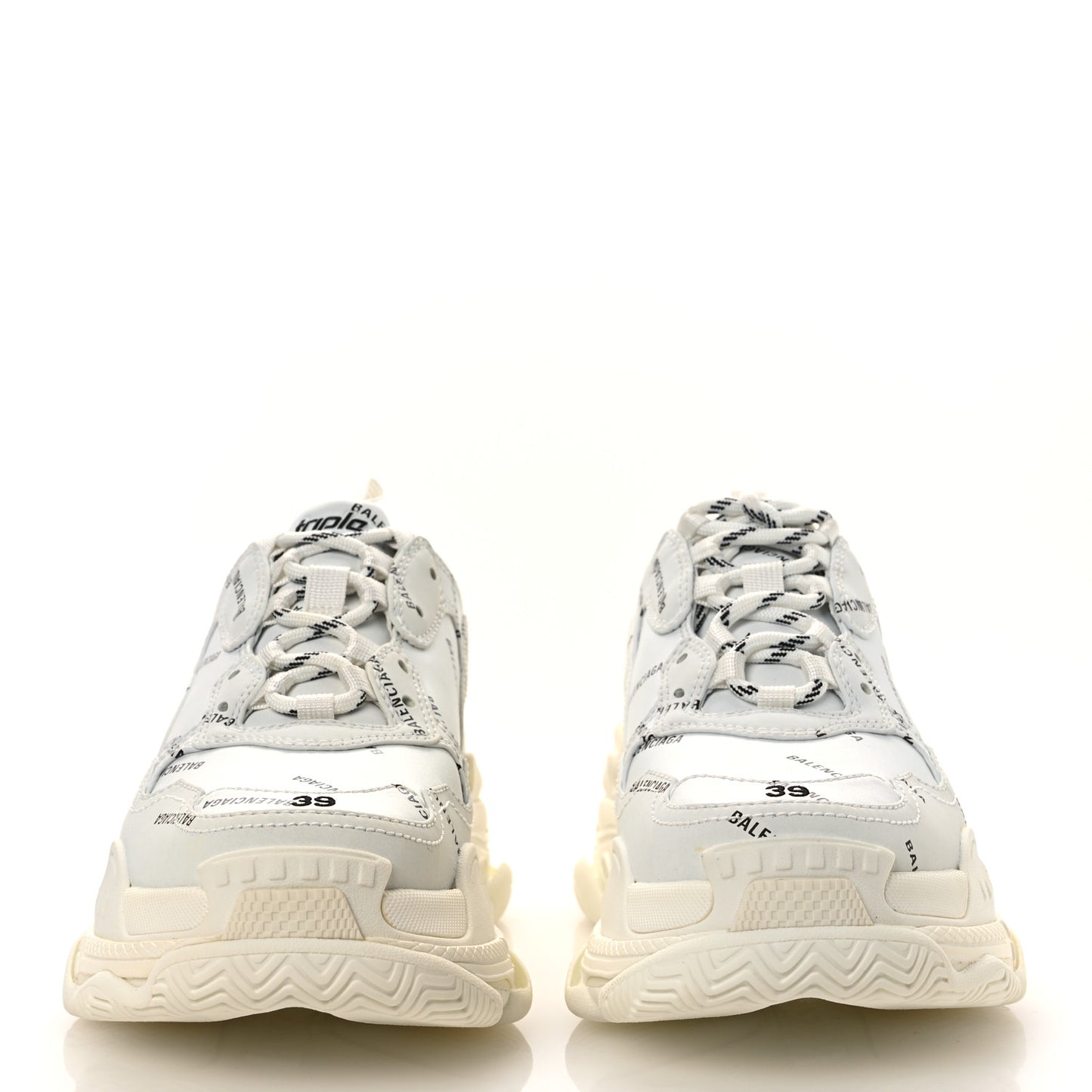 Technical Fabric Allover Logo Womens Triple S Sneakers 39 White Black