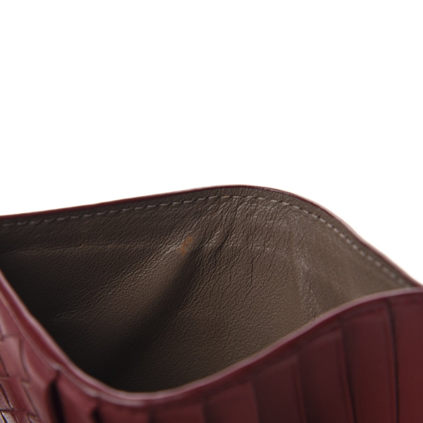 Calfskin Intrecciato Zip Card Holder Bordeaux