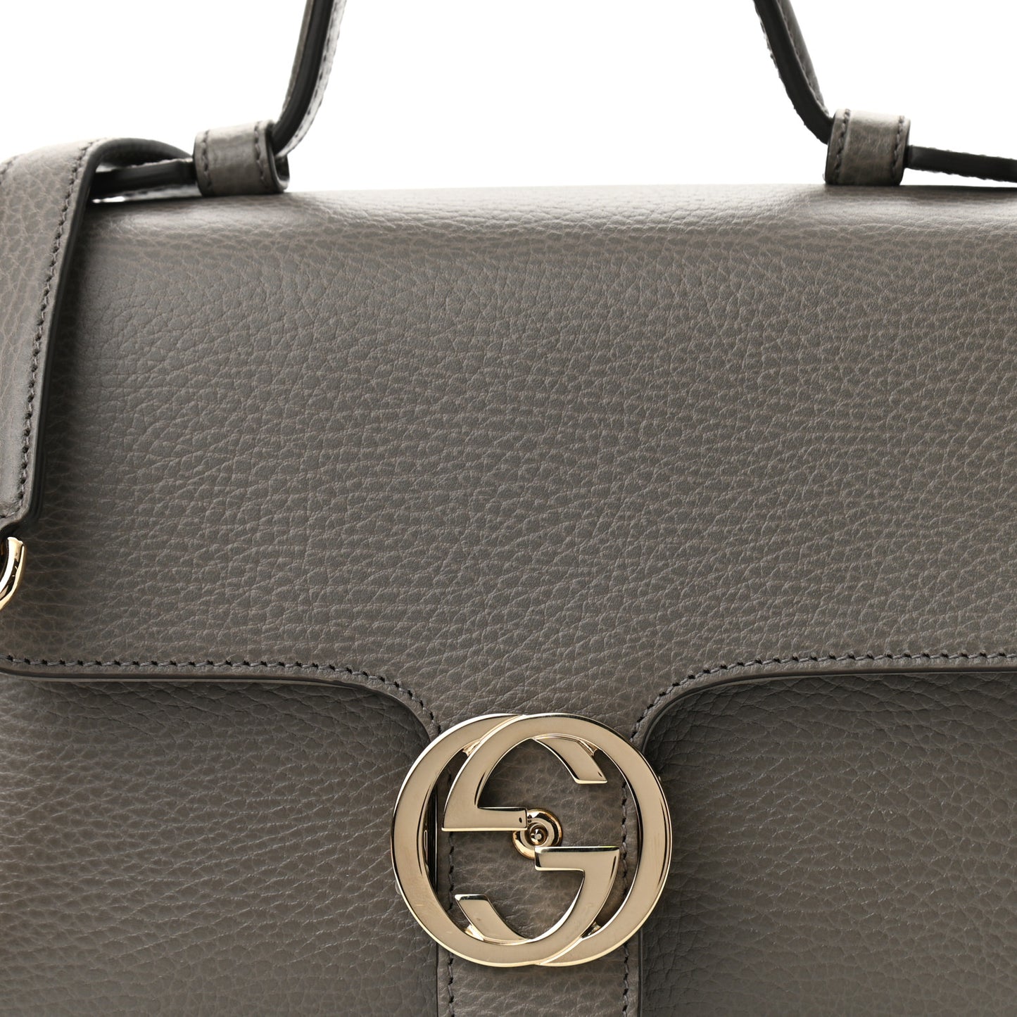 Dollar Calfskin Interlocking G Top Handle Shoulder Bag Loess