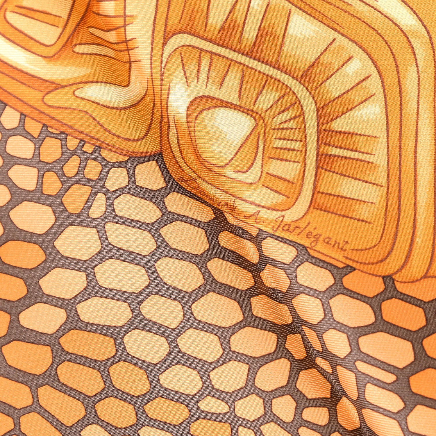 Hermes Silk De Madras A Zakynthos Scarf 90 Potiron Marron Beige Dore 5 of 6