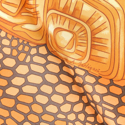 Hermes Silk De Madras A Zakynthos Scarf 90 Potiron Marron Beige Dore 5 of 6