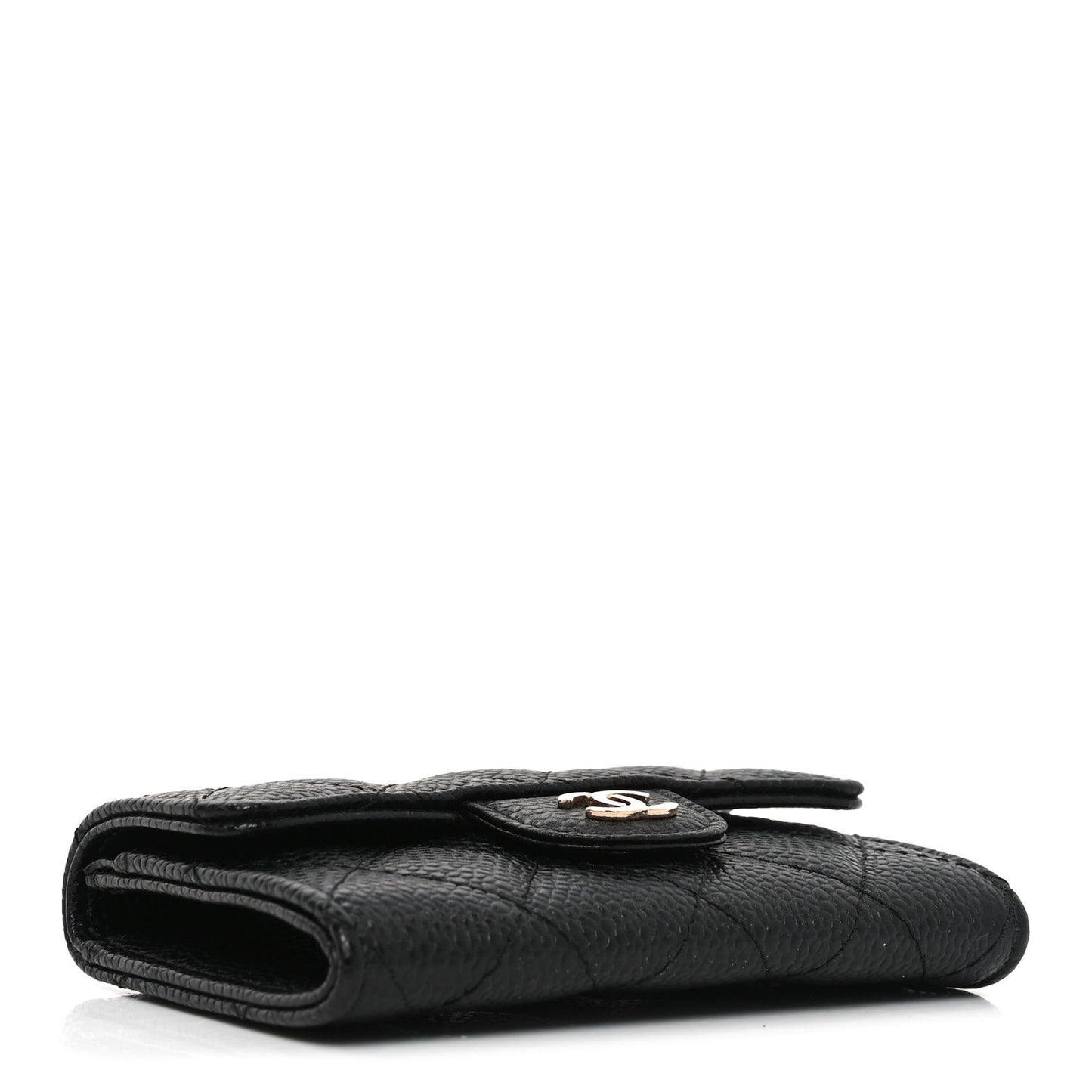 Caviar Quilted Flap Card Holder Black