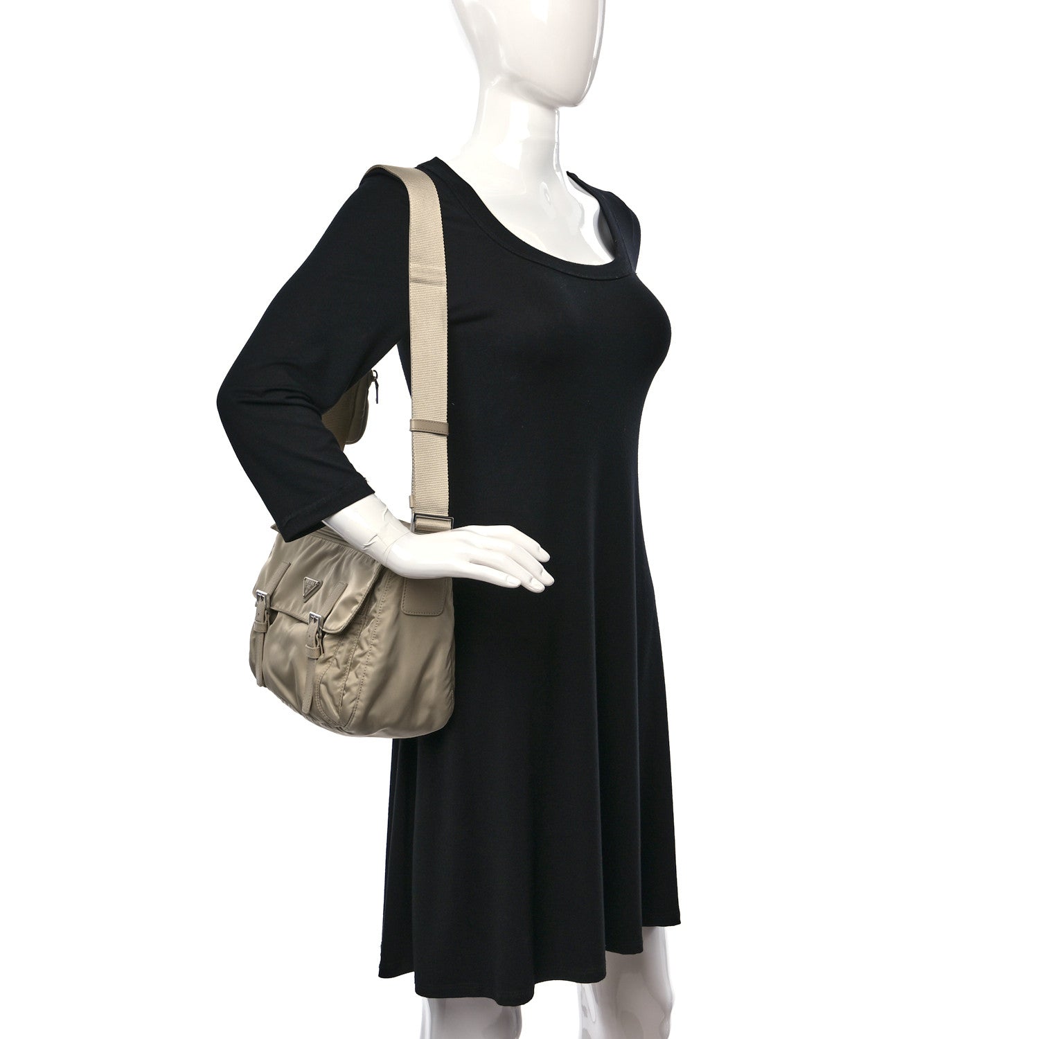 Prada Re-Nylon Vela Saffiano Pocket Single Buckle Messenger Shoulder Bag Deserto 2 of 9
