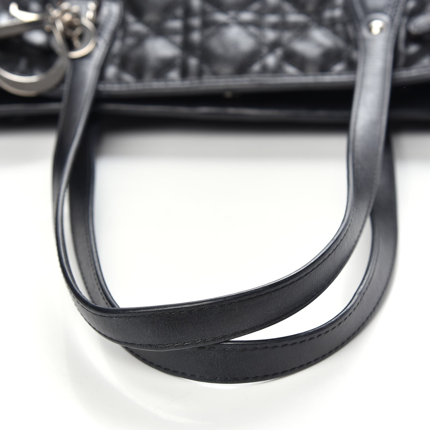 Christian Dior Coated Canvas Cannage Medium Panarea Tote Black 12 of 14