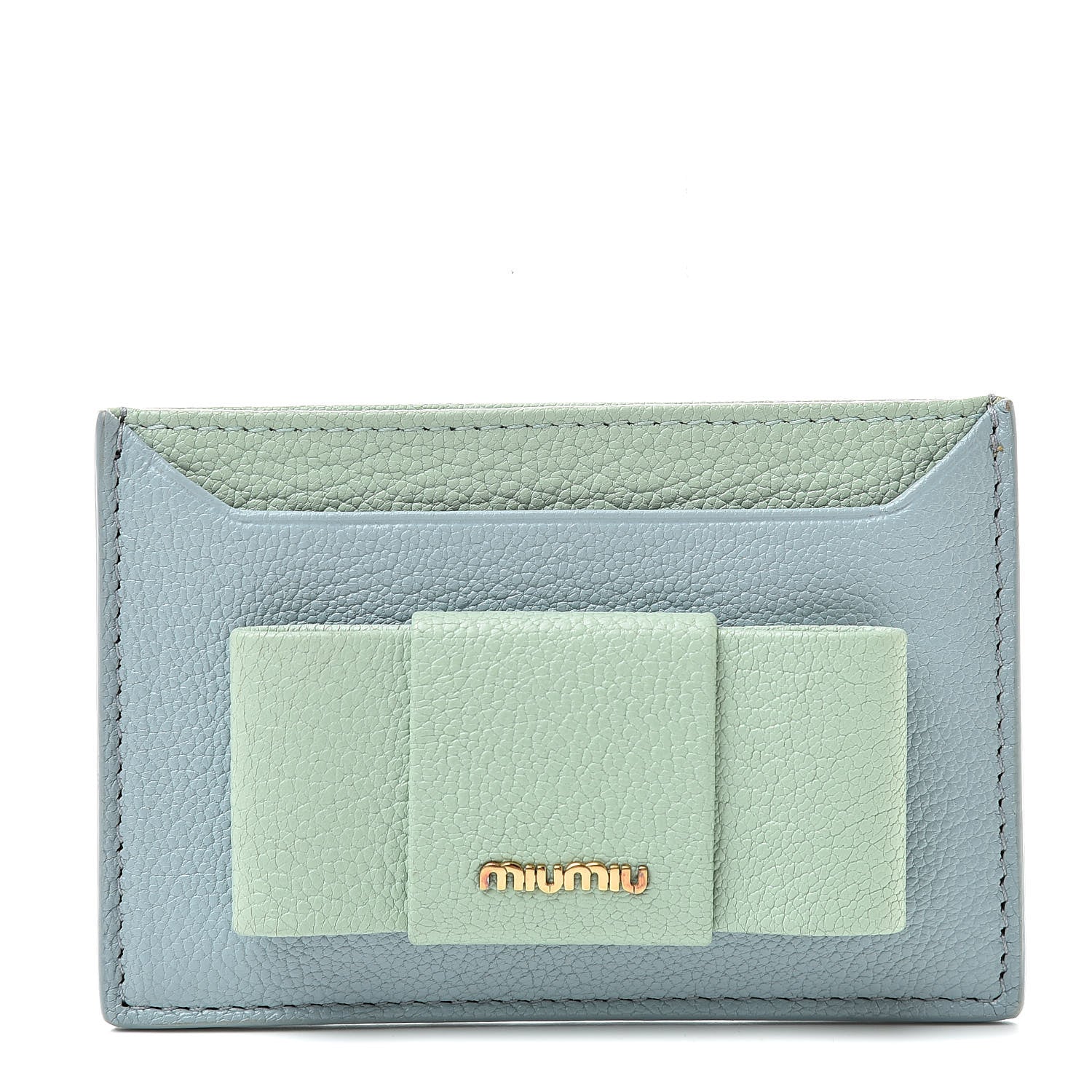 Miu Miu Goatskin Madras Card Case Lago Rugiada 1 of 9