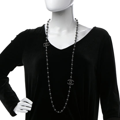 Chanel Ruthenium Pearl Beaded CC Long Necklace Black 2 of 6
