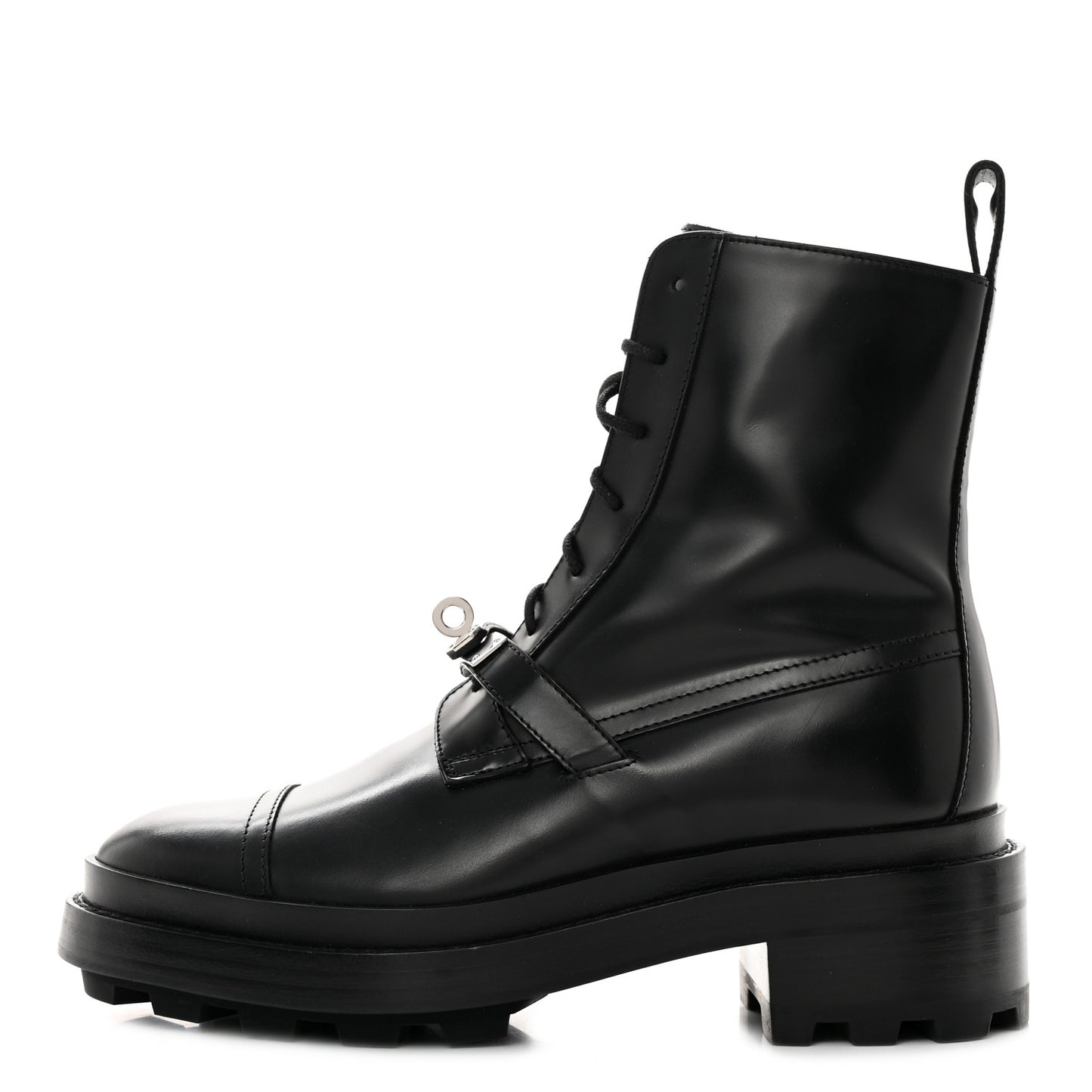 Glossed Calfskin Funk Ankle Boots 36.5 Black