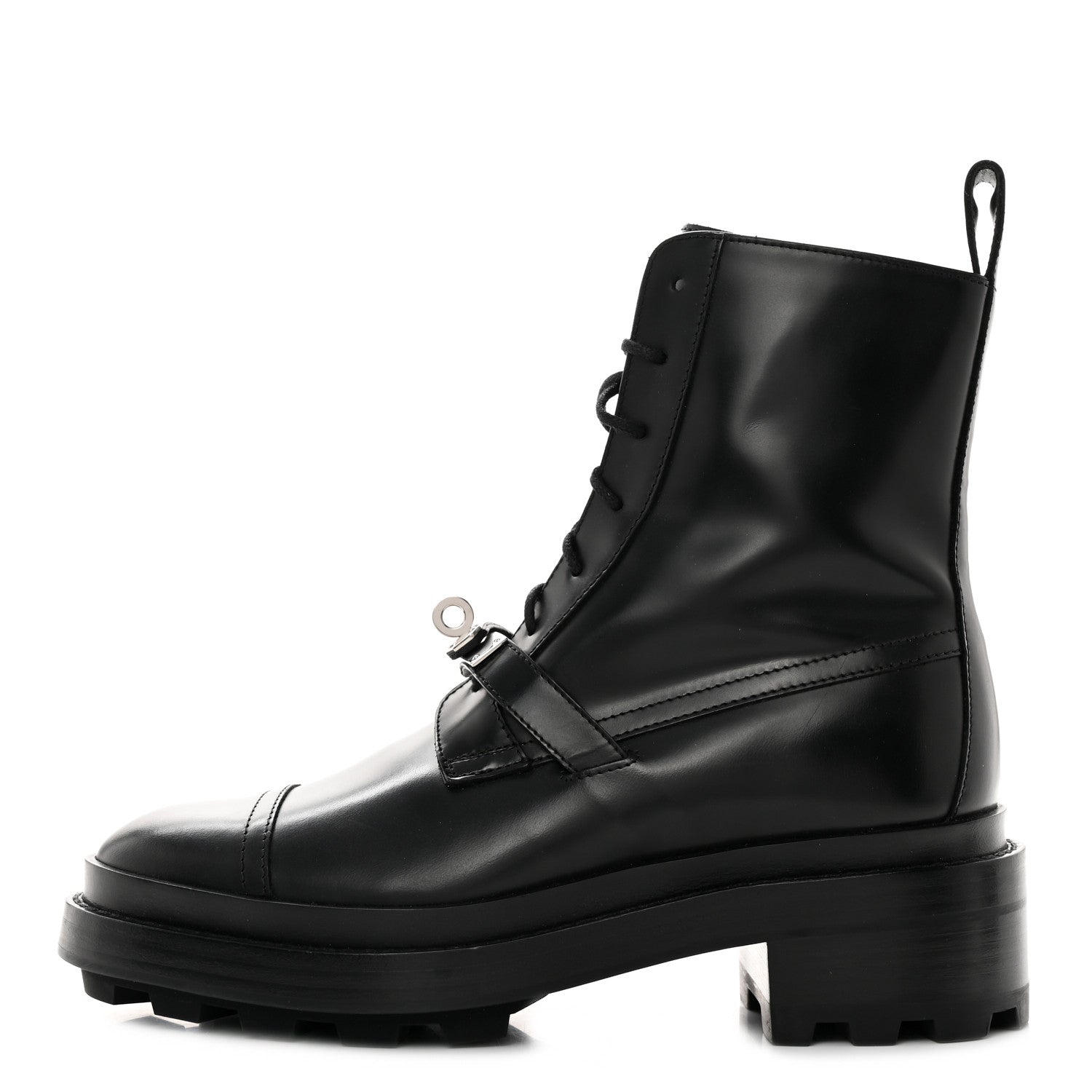 Hermes Glossed Calfskin Funk Ankle Boots 36.5 Black 1 of 9
