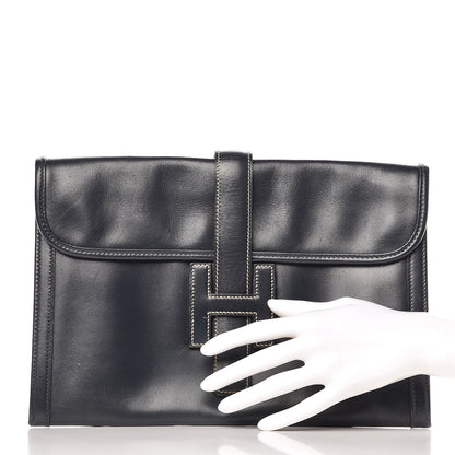Hermes Box Calf Jige PM Clutch Bleu Marine 2 of 25