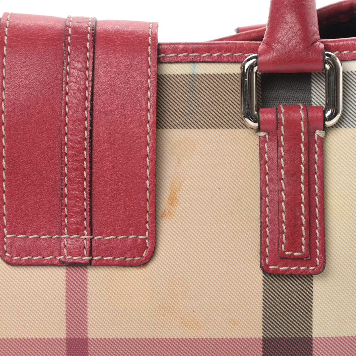 House Check Top Handle Bag Red