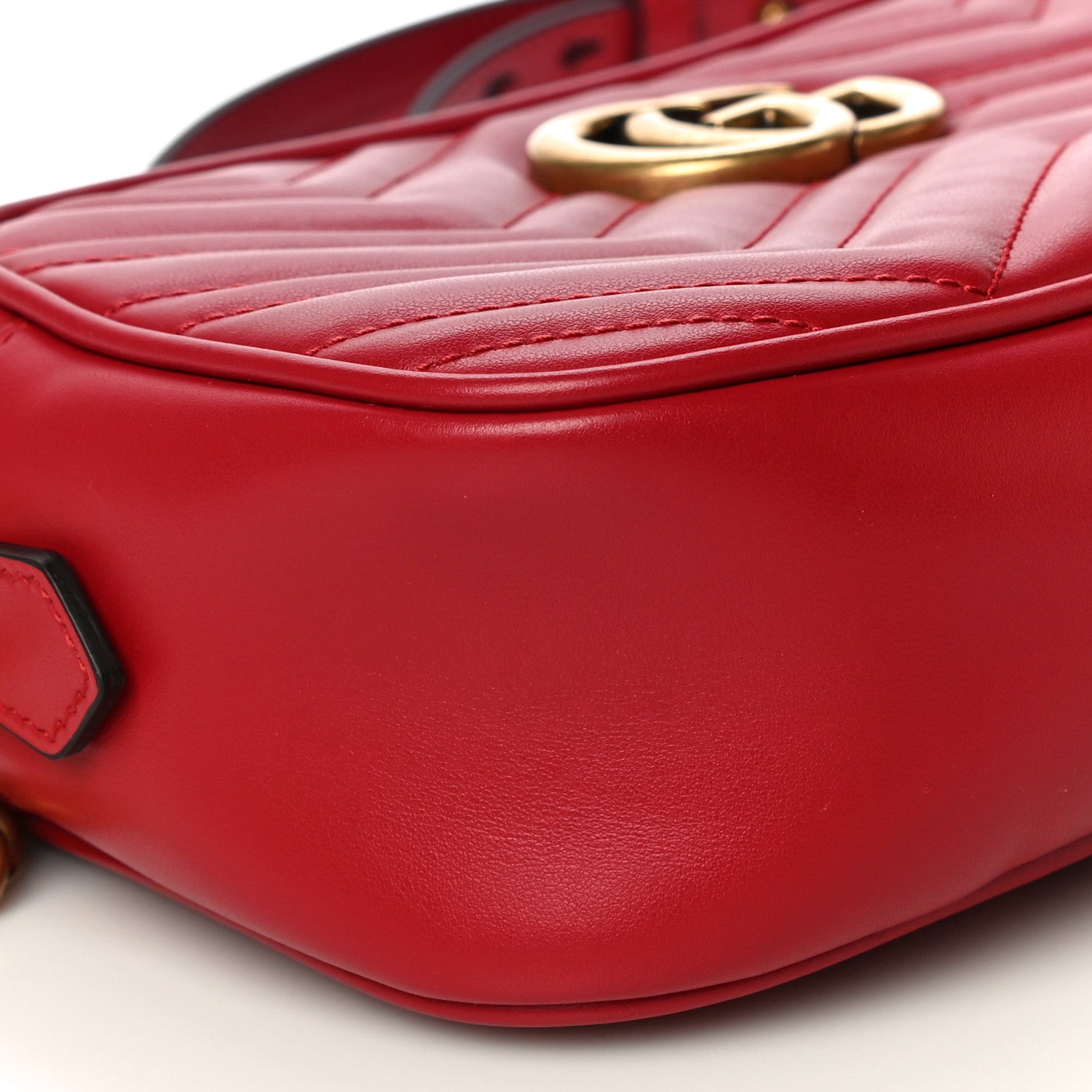 Gucci Calfskin Matelasse Small GG Marmont Chain Shoulder Bag Hibiscus Red 11 of 14