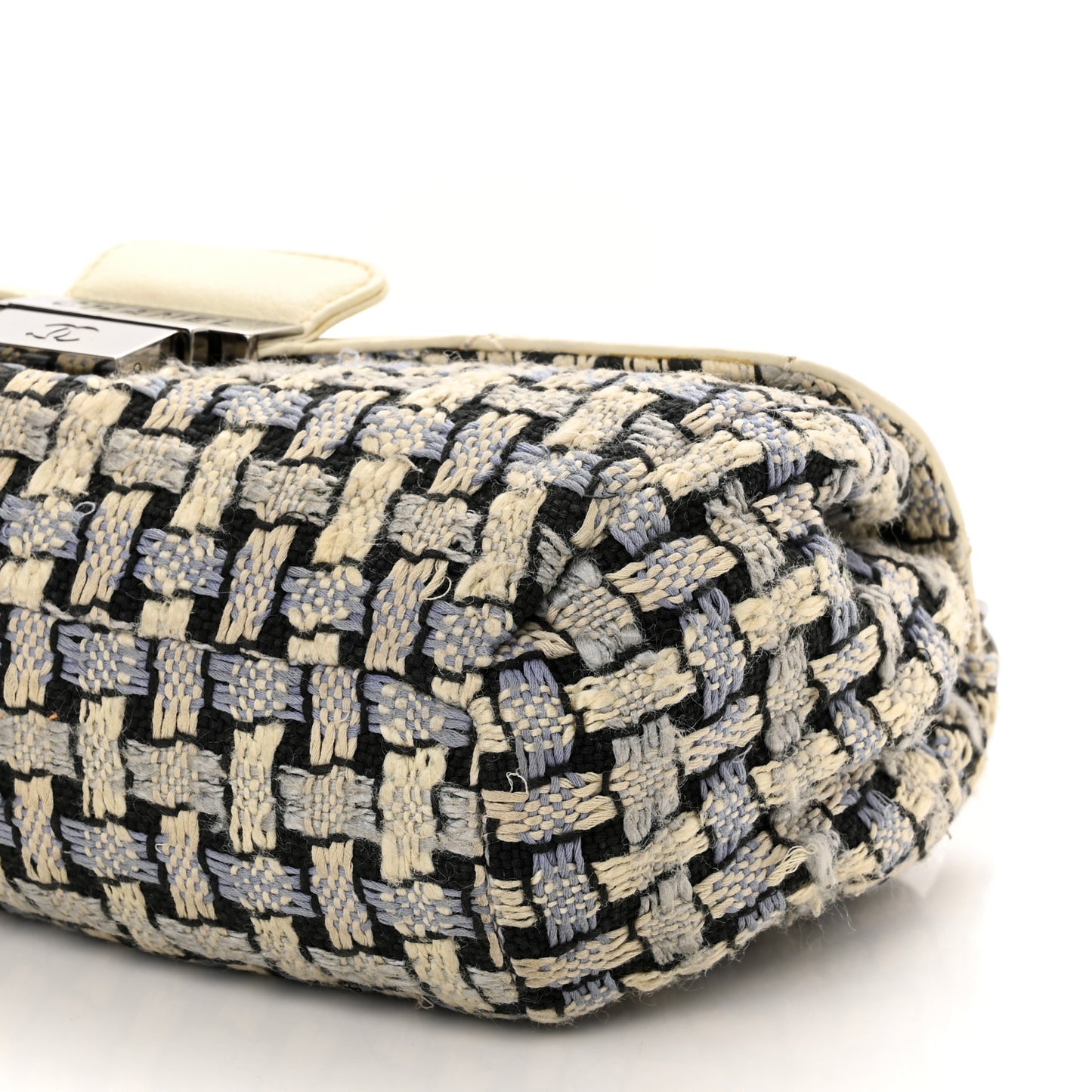 Tweed Calfskin Woven Single Flap Blue