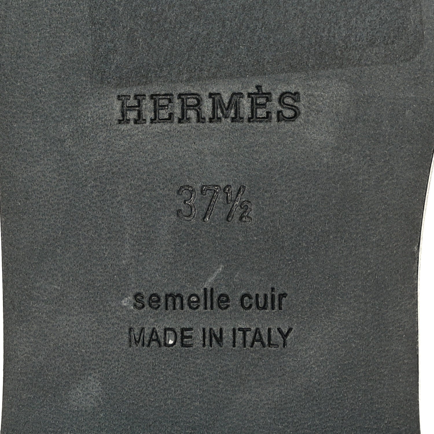 Hermes Calfskin Embroidered Oran Sandals 37.5 Black Gris Argente 8 of 9