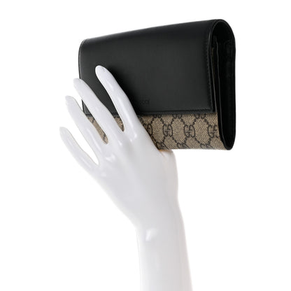 Gucci Calfskin GG Supreme Monogram Continental Wallet Black 2 of 9