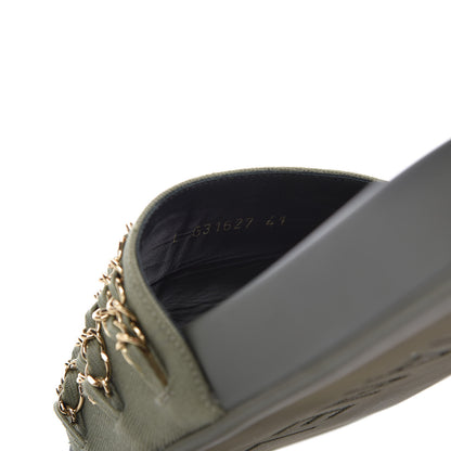 Chanel Canvas Chain Flat Sandals 41 Khaki 9 of 10