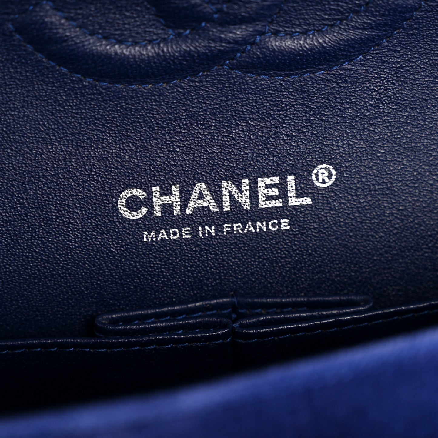 Velvet Quilted Medium Double Flap Navy Blue