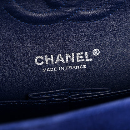 Chanel Velvet Quilted Medium Double Flap Navy Blue 6 of 13