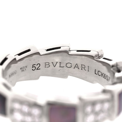 Bulgari 18K White Gold Diamond Gray Mother of Pearl Serpenti Viper Band Ring 52 6 4 of 5