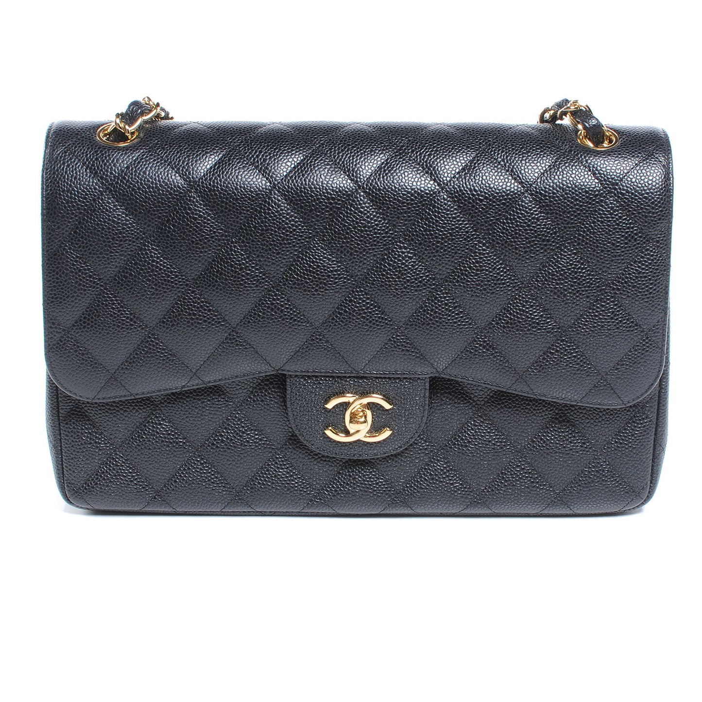 Caviar Quilted Jumbo Double Flap Black