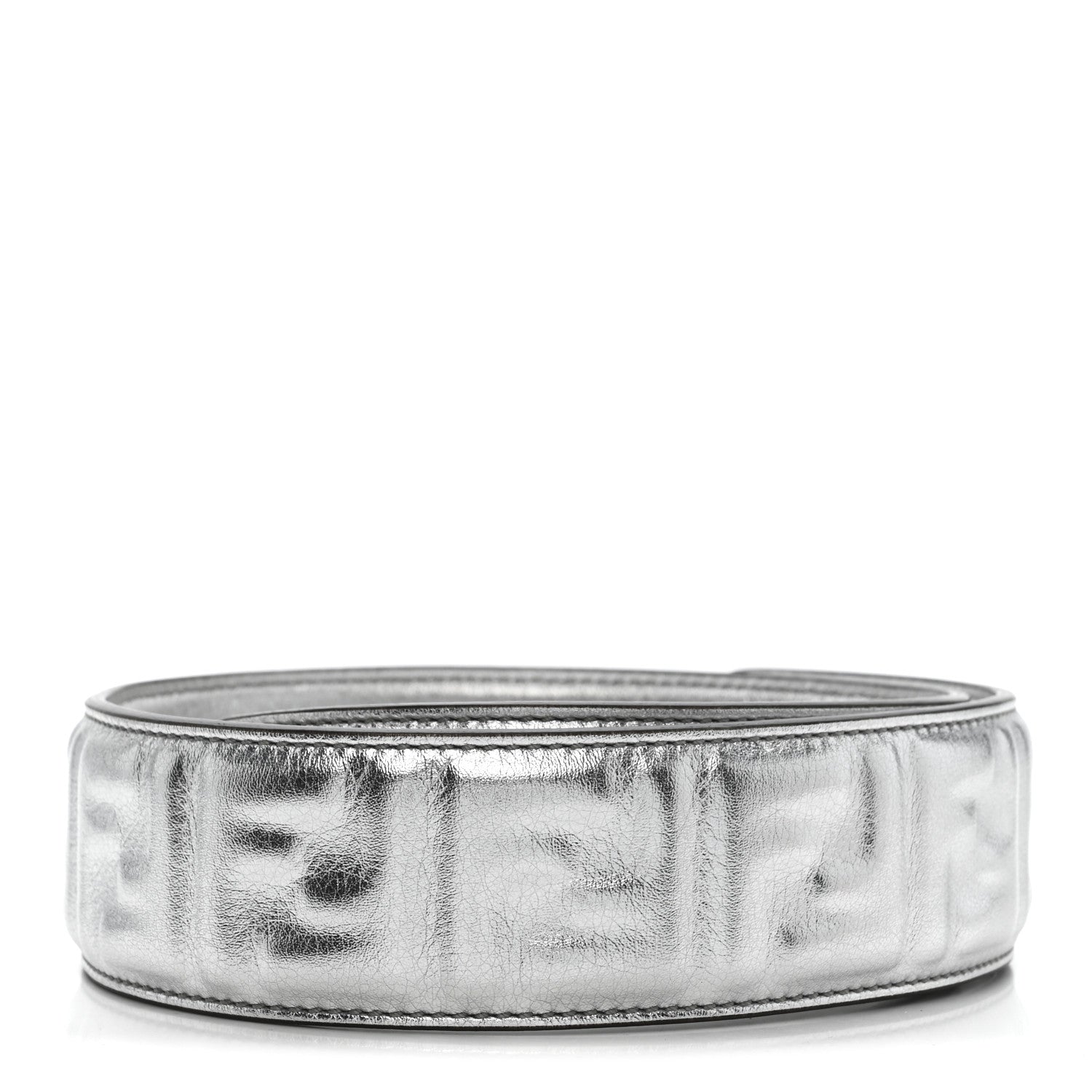 Fendi Vitello Catalan Mirror FF 1974 Embossed Strap You Argento 2 of 4