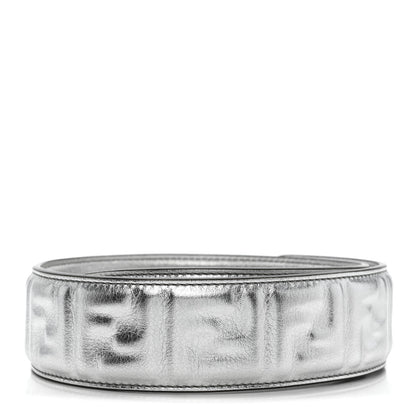 Fendi Vitello Catalan Mirror FF 1974 Embossed Strap You Argento 2 of 4