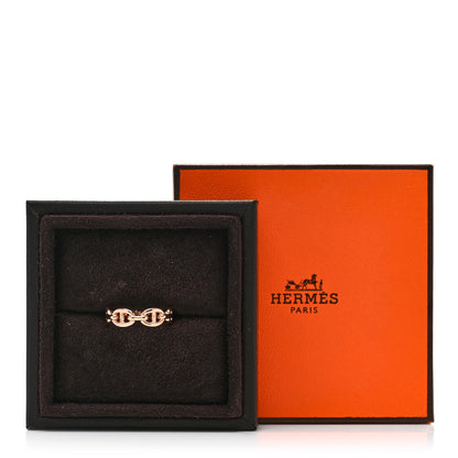Hermes 18K Rose Gold PM Chaine d'Ancre Enchainee Ring 53 6.5 9 of 9