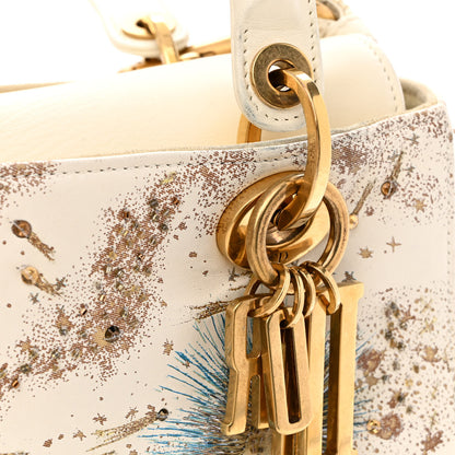 Christian Dior Smooth Calfskin Embroidered I Feel Blue Medium Lady Dior White Multicolor 13 of 14