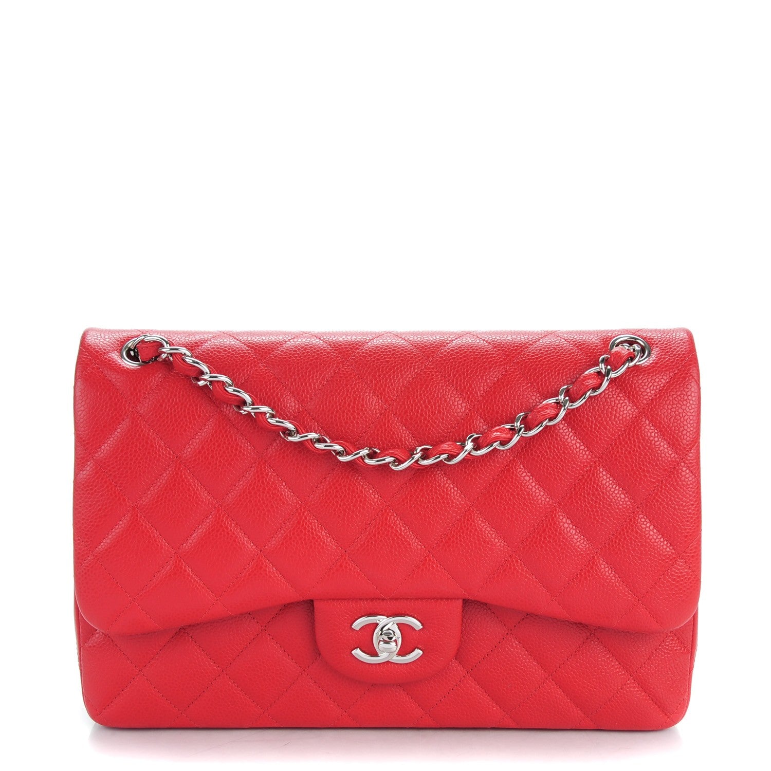 Chanel Caviar Quilted Jumbo Double Flap Red 1 of 8