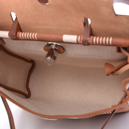 Hermes Vache Hunter Toile H Vibration Herbag Zip Retourne 31 PM Fauve Ecru Beige 5 of 10