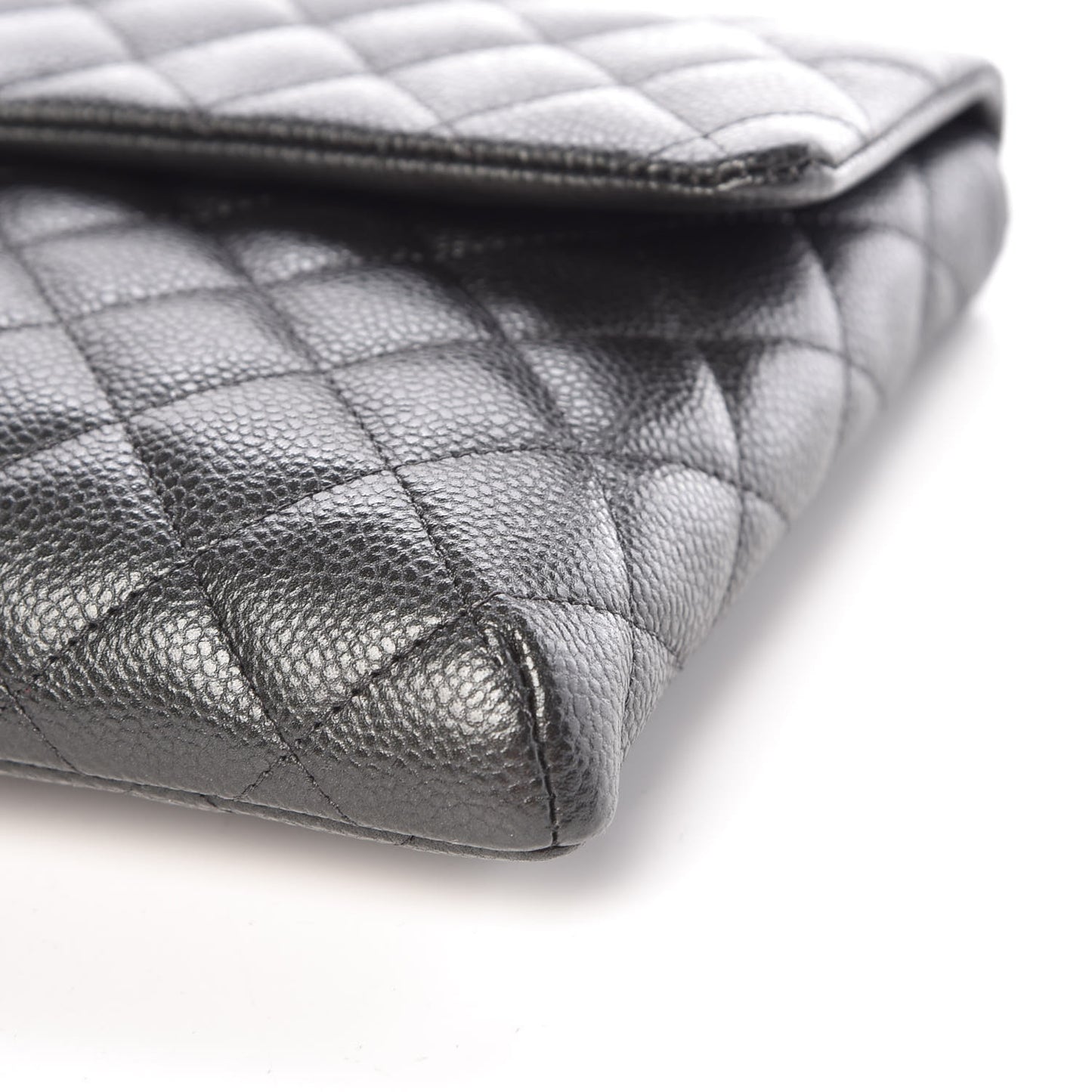 Caviar Quilted Clutch Dark Grey